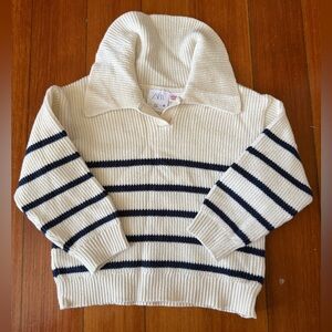 Zara Cream and Black Cowl Neck Sweater